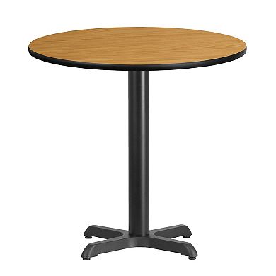 Emma and Oliver 30" Round Black Laminate Table Top with 22"x22" Table Height Base