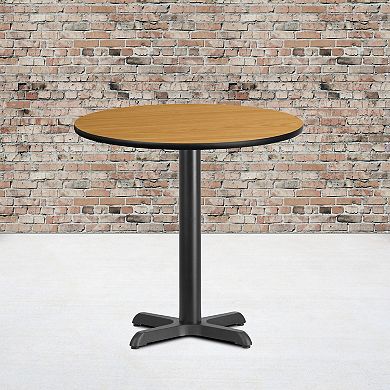 Emma and Oliver 30" Round Black Laminate Table Top with 22"x22" Table Height Base