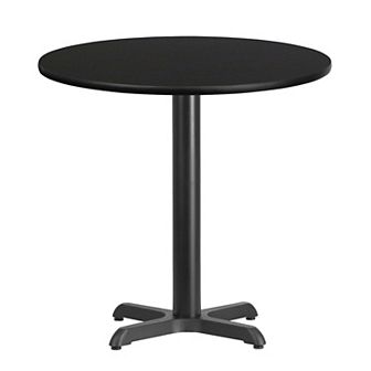 Emma and Oliver 30" Round Black Laminate Table Top with 22"x22" Table Height Base