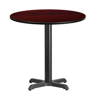 Emma and Oliver 30" Round Black Laminate Table Top with 22"x22" Table Height Base