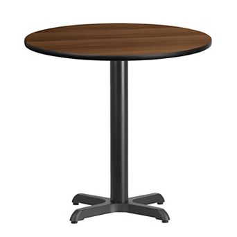Emma and Oliver 30" Round Black Laminate Table Top with 22"x22" Table Height Base