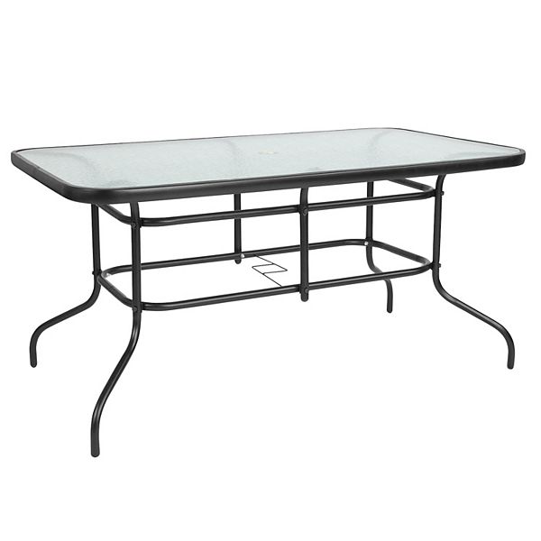 Barker 23.5'' Square Tempered Glass Metal Table