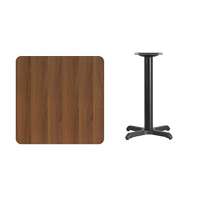 Emma and Oliver 30" Square Walnut Laminate Table Top with 22"x22" Base