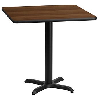 Emma and Oliver 30" Square Walnut Laminate Table Top with 22"x22" Base
