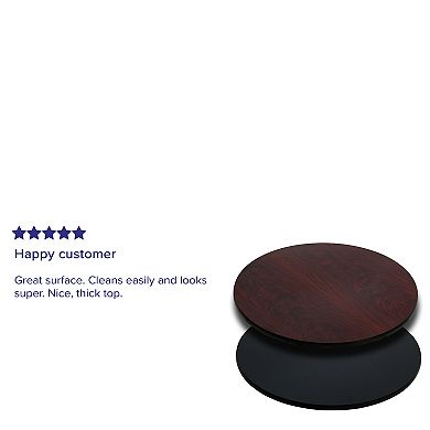 Emma and Oliver 36" Round Black/Mahogany Reversible Laminate Table Top