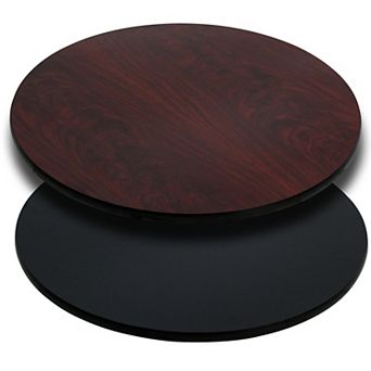 Emma and Oliver 36" Round Black/Mahogany Reversible Laminate Table Top