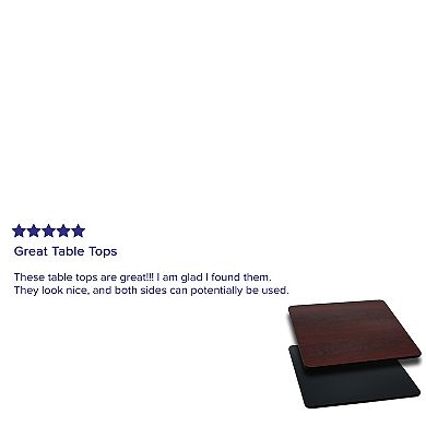 Emma and Oliver 30" Square Black/Mahogany Reversible Laminate Table Top