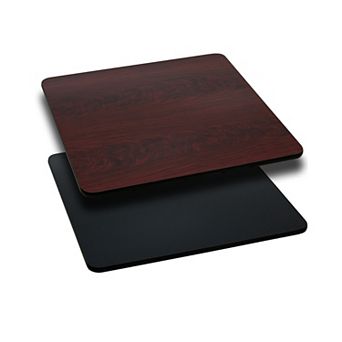 Emma and Oliver 30" Square Black/Mahogany Reversible Laminate Table Top