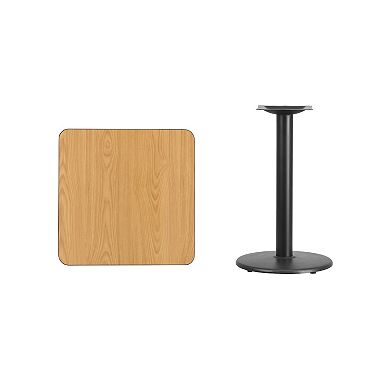 Emma and Oliver 24" Square Black Laminate Table Top with 18"RD Base