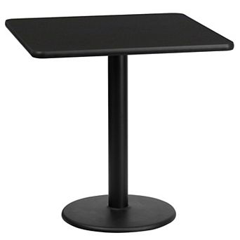 Emma and Oliver 24" Square Black Laminate Table Top with 18"RD Base
