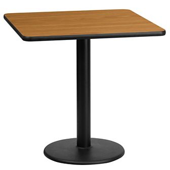 Emma and Oliver 24" Square Black Laminate Table Top with 18"RD Base
