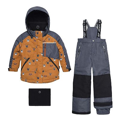 Printed Little Dogs Two Piece Snowsuit Grey And Yellow