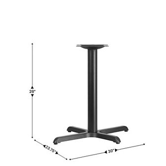Emma and Oliver 23.75" x 30" Restaurant Table X-Base with 3" Dia. Table Height Column