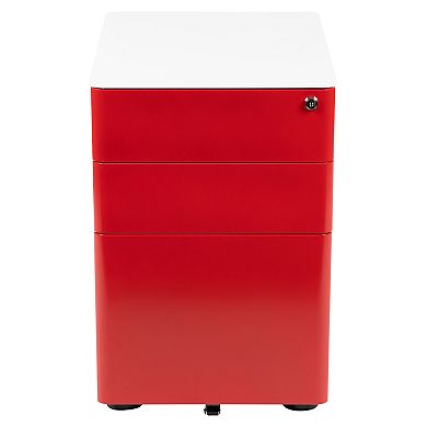 Emma and Oliver Modern 3-Drawer Mobile Locking Filing Cabinet Storage Organizer-White