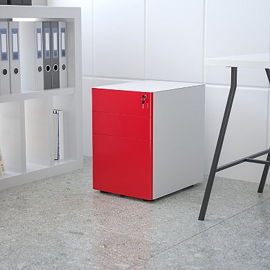 Emma and Oliver Modern 3-Drawer Mobile Locking Filing Cabinet Storage Organizer-White