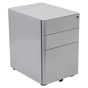 Emma and Oliver Modern 3-Drawer Mobile Locking Filing Cabinet Storage Organizer-White