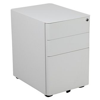 Emma and Oliver Modern 3-Drawer Mobile Locking Filing Cabinet Storage Organizer-White