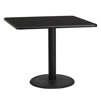 Emma and Oliver 36" Square Mahogany Laminate Table Top with 24"RD Base