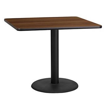 Emma and Oliver 36" Square Mahogany Laminate Table Top with 24"RD Base