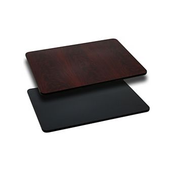 Emma and Oliver 24"x30" Rectangular Black/Mahogany Reversible Laminate Table Top