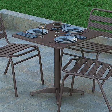 Emma and Oliver 27.5'' Square Aluminum Indoor-Outdoor Table with Base