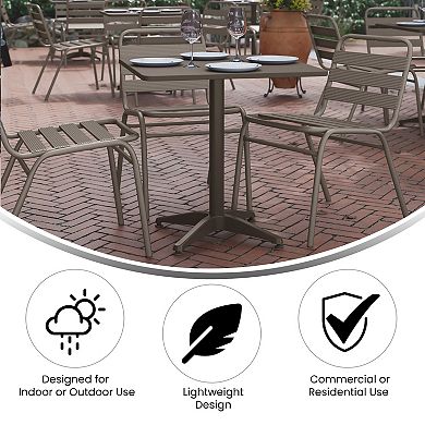 Emma and Oliver 27.5'' Square Aluminum Indoor-Outdoor Table with Base