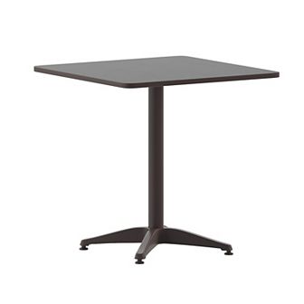 Emma and Oliver 27.5'' Square Aluminum Indoor-Outdoor Table with Base