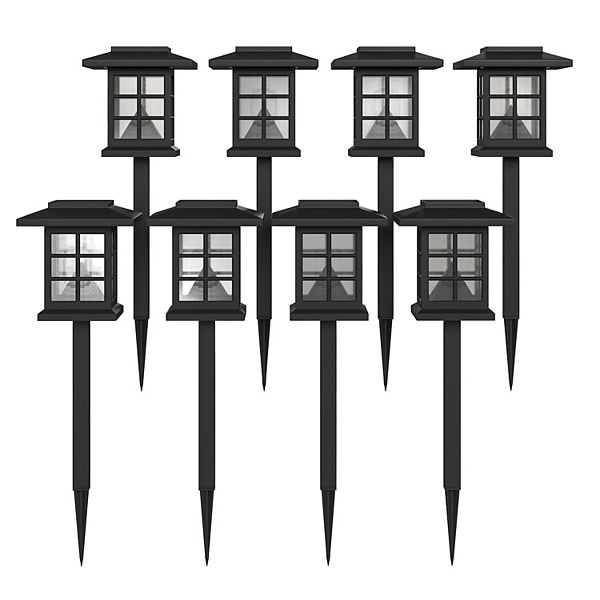 Emma And Oliver 8 Pack Black Lantern Solar Led Outdoor Lights, Solar 