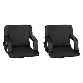 Emma and Oliver Set of 2 Reclining Portable Stadium Chairs with Armrests & Backpack Straps