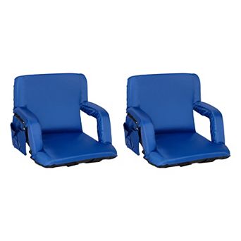 Emma and Oliver Set of 2 Reclining Portable Stadium Chairs with Armrests & Backpack Straps