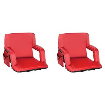 Emma and Oliver Set of 2 Reclining Portable Stadium Chairs with Armrests & Backpack Straps