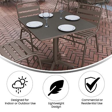 Emma and Oliver 31.5'' Square Aluminum Indoor-Outdoor Table with Base