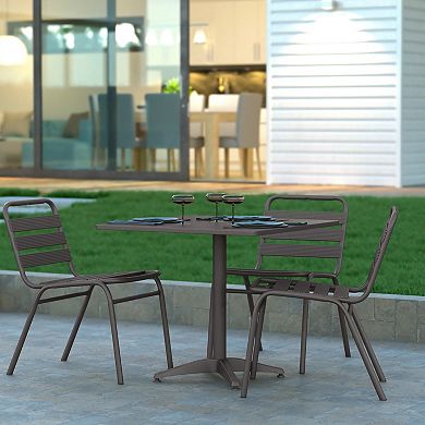 Emma and Oliver 31.5'' Square Aluminum Indoor-Outdoor Table with Base