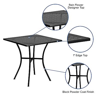 Emma and Oliver Commercial Grade 28" Square Light Gray Indoor-Outdoor Steel Patio Table