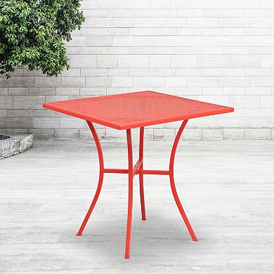 Emma and Oliver Commercial Grade 28" Square Light Gray Indoor-Outdoor Steel Patio Table