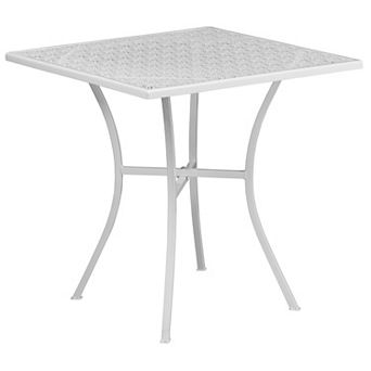 Emma and Oliver Commercial Grade 28" Square Light Gray Indoor-Outdoor Steel Patio Table