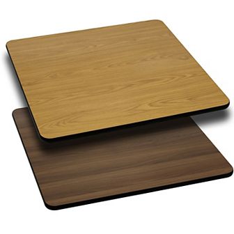 Emma and Oliver 42" Square Natural/Walnut Reversible Laminate Table Top