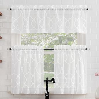 No. 918 Allerton Embroidered Light Filtering Rod Pocket Kitchen Curtain Valance & Tiers Set