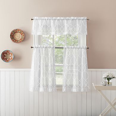 No. 918 Allerton Embroidered Light Filtering Rod Pocket Kitchen Curtain Valance & Tiers Set