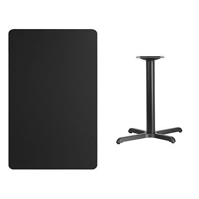Emma and Oliver 30"x48" Rectangular Black Laminate Table Top with 23.5"x29.5" Base