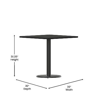 Emma and Oliver 30" Square Walnut Laminate Table Top with 18"RD Base