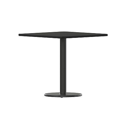Emma and Oliver 30" Square Walnut Laminate Table Top with 18"RD Base