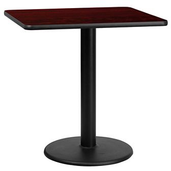 Emma and Oliver 30" Square Walnut Laminate Table Top with 18"RD Base