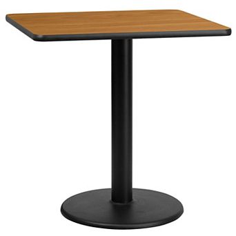 Emma and Oliver 30" Square Walnut Laminate Table Top with 18"RD Base