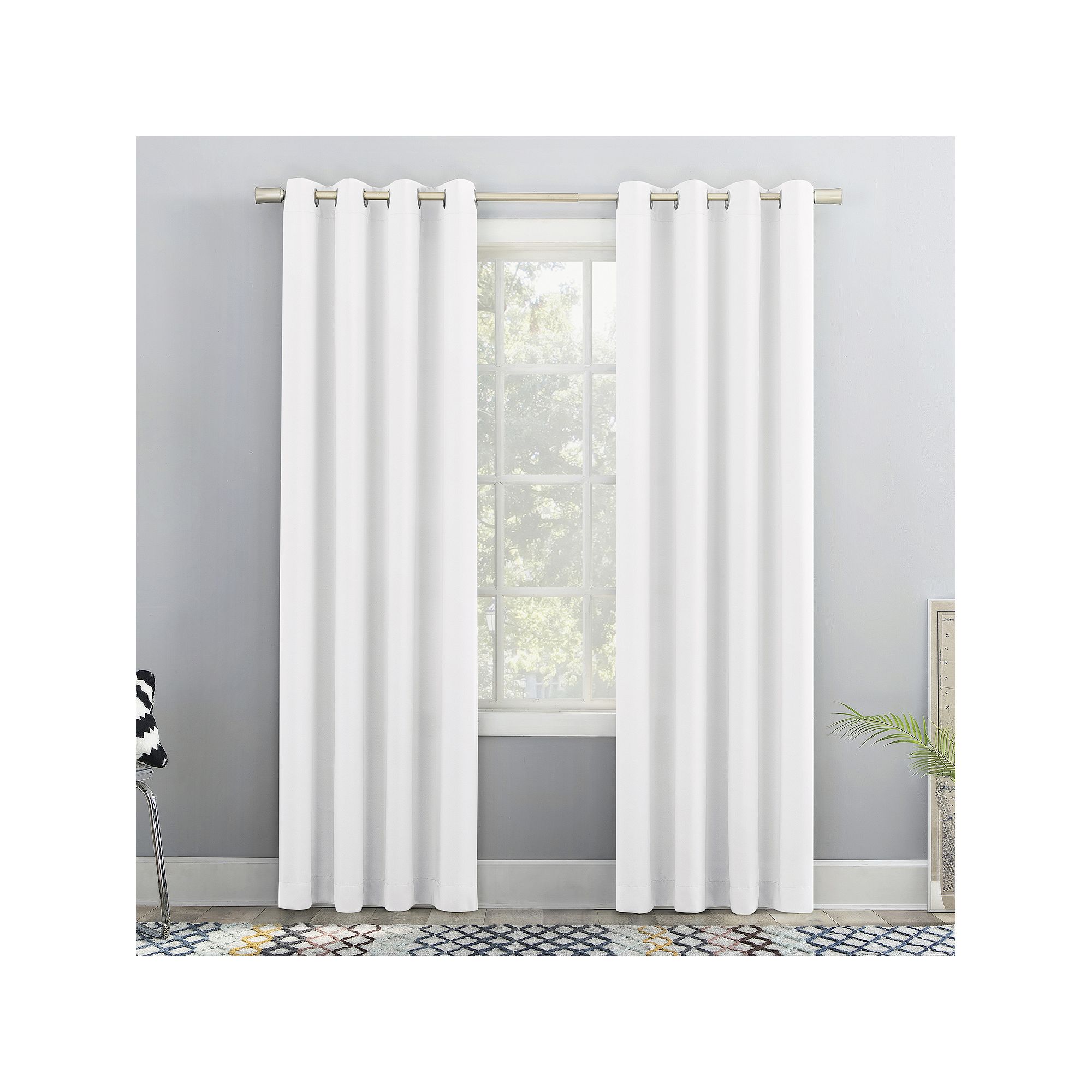 No. 918 Sutton Light Filtering Modern Glam Grommet Single Curtain Panel, Wh