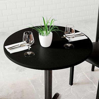 Emma and Oliver 24" Round Natural/Walnut Reversible Laminate Table Top