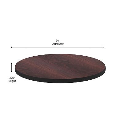 Emma and Oliver 24" Round Natural/Walnut Reversible Laminate Table Top