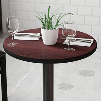 Emma and Oliver 24" Round Natural/Walnut Reversible Laminate Table Top