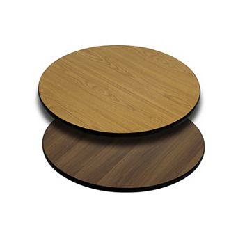 Emma and Oliver 24" Round Natural/Walnut Reversible Laminate Table Top