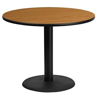 Emma and Oliver 36"RD Walnut Laminate Table Top with 24"RD Base